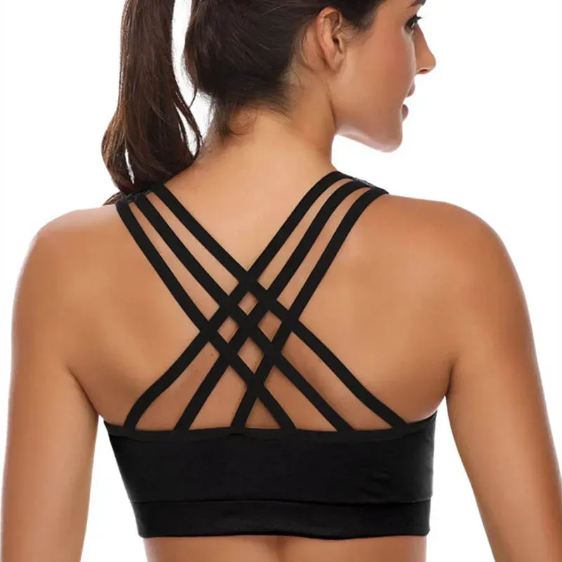 Jazz Scoop Neck Strappy Crisscross Back Sports Bra