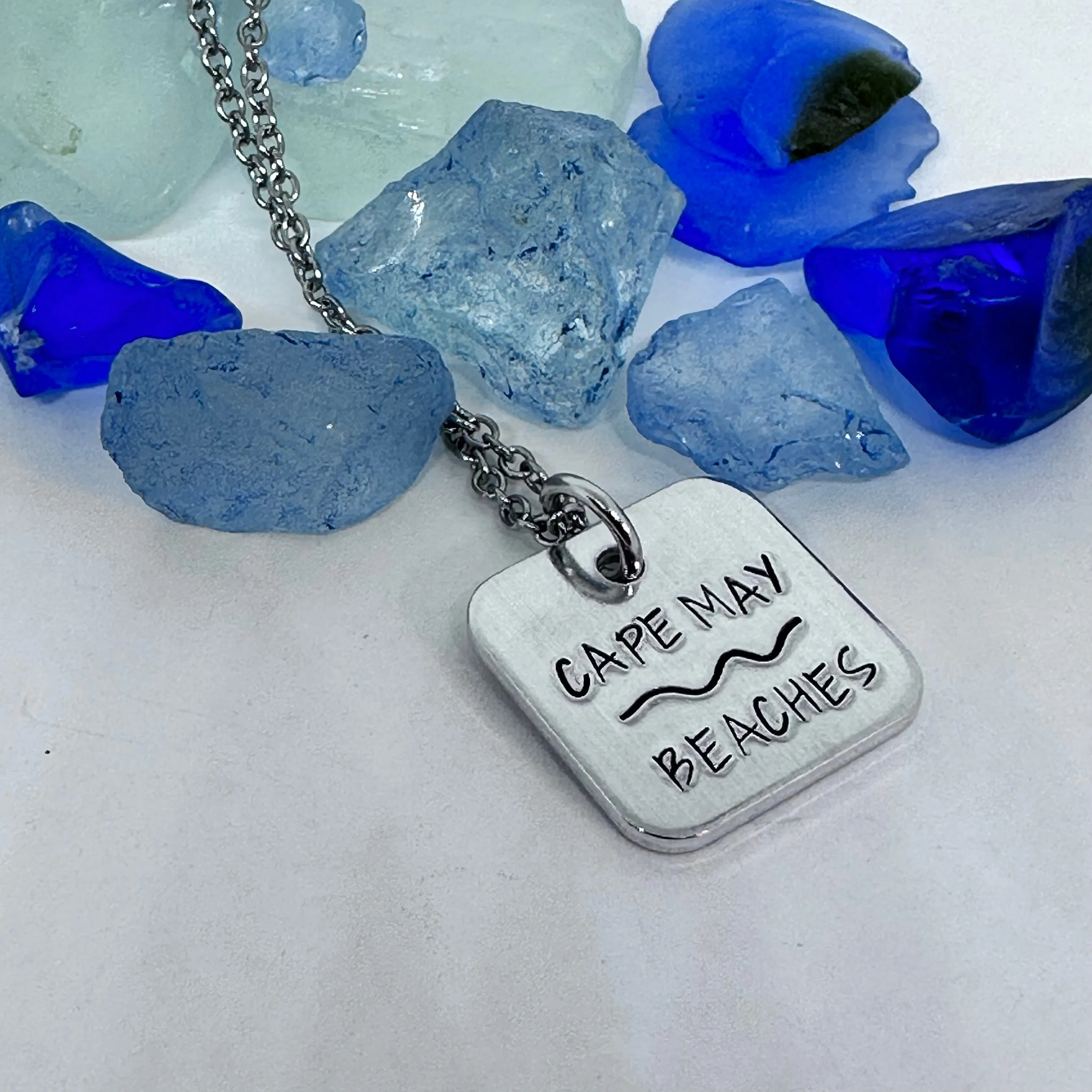 Jersey Shore Season "Badge" Hand Stamped Necklace | Down the Shore | Beach Badge Season Necklace | Cape May | Avalon | Asbury
