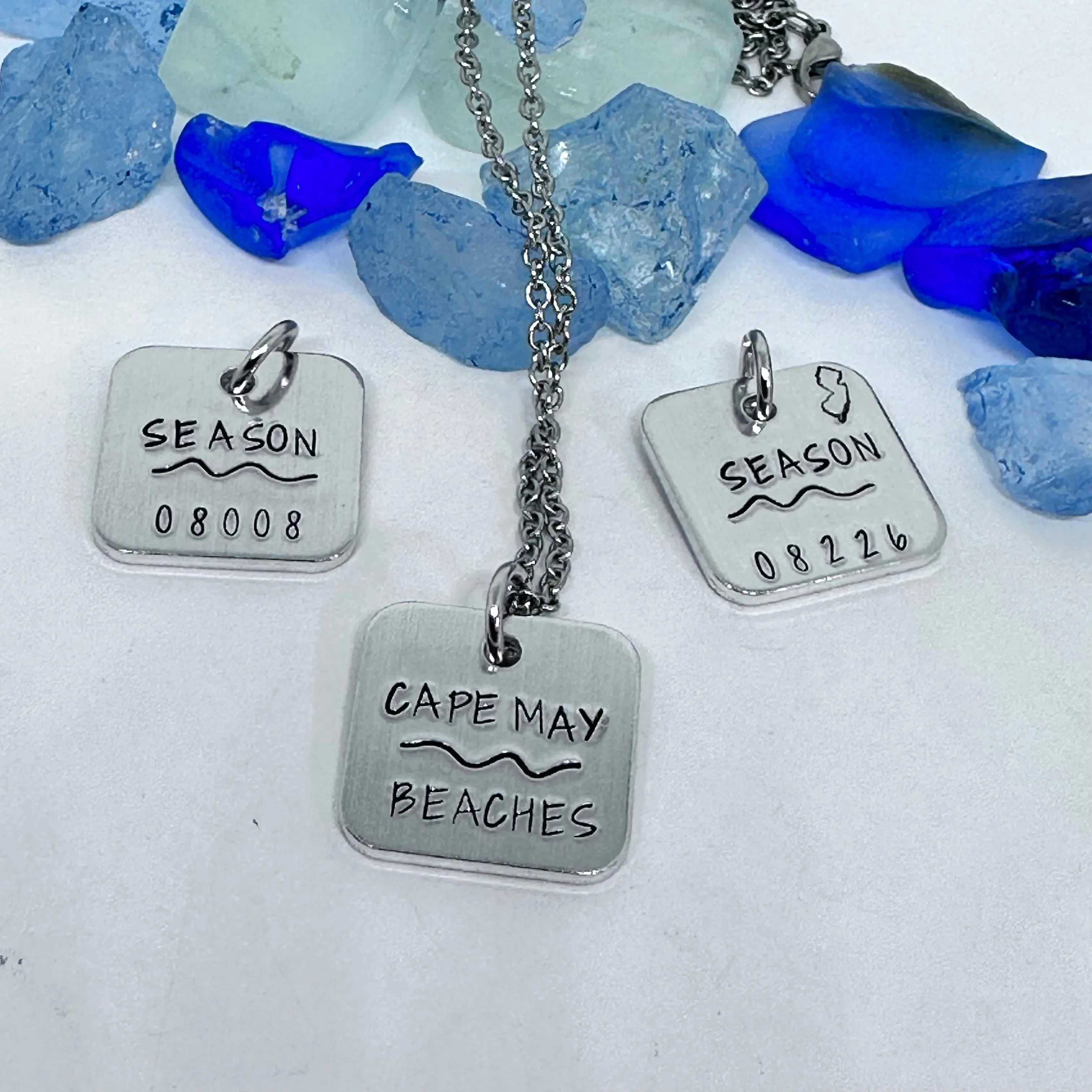 Jersey Shore Season "Badge" Hand Stamped Necklace | Down the Shore | Beach Badge Season Necklace | Cape May | Avalon | Asbury
