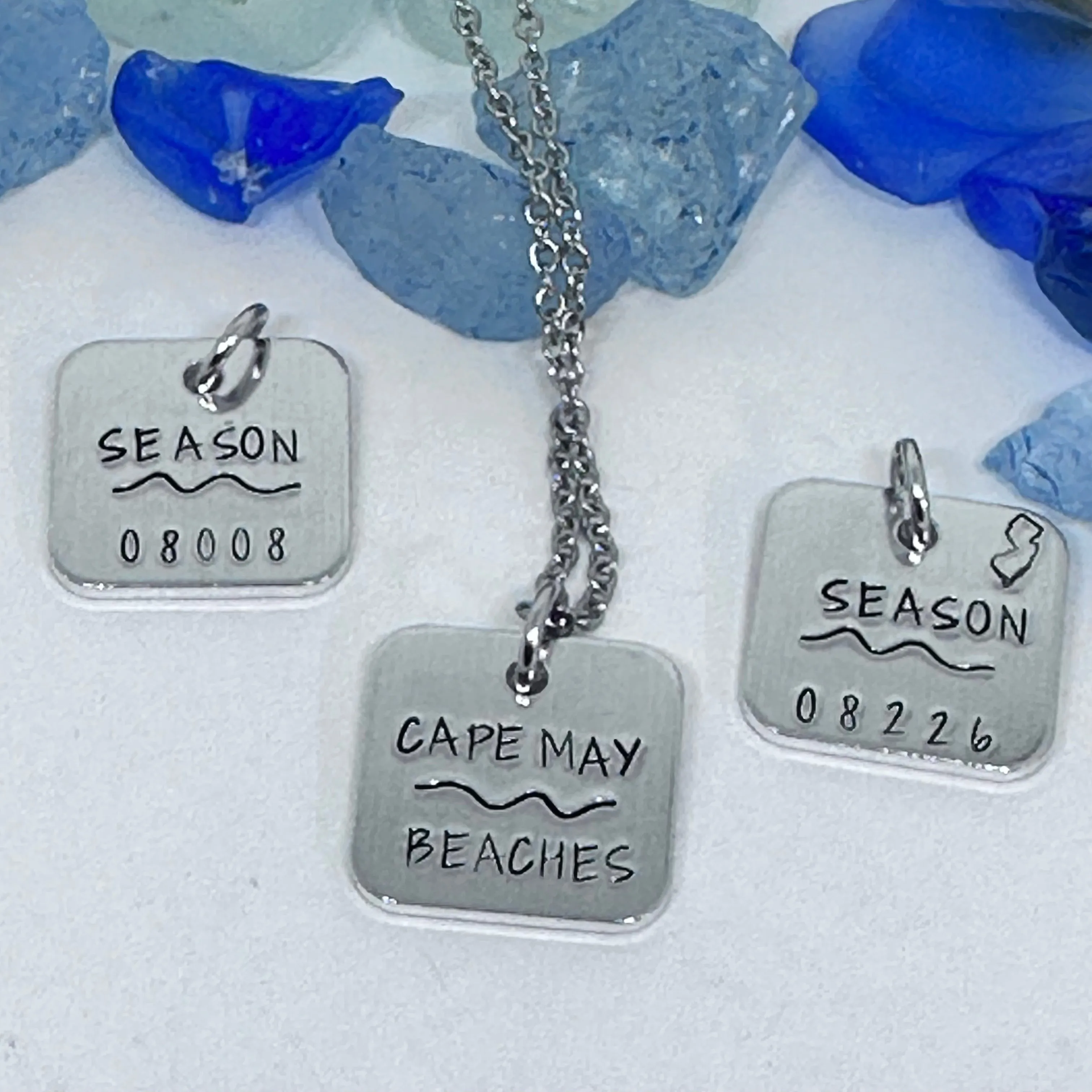 Jersey Shore Season "Badge" Hand Stamped Necklace | Down the Shore | Beach Badge Season Necklace | Cape May | Avalon | Asbury