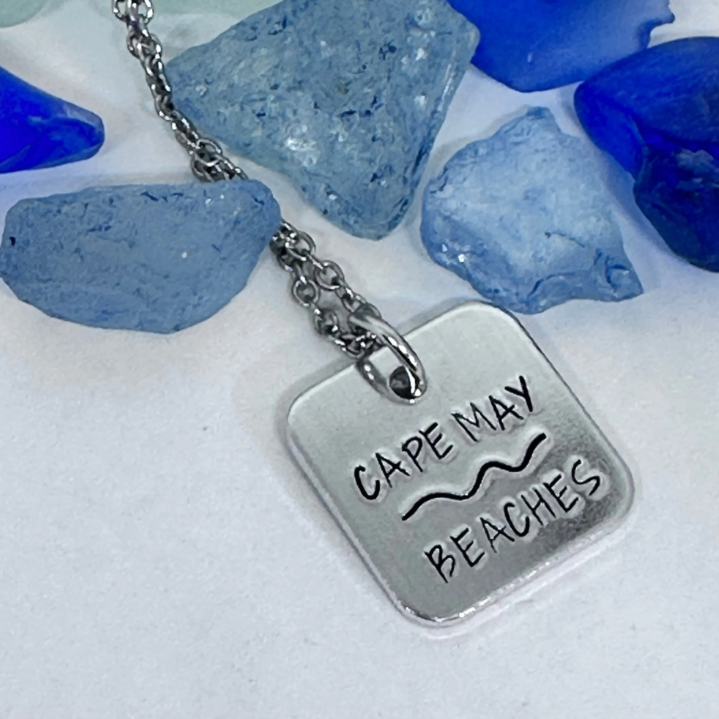 Jersey Shore Season "Badge" Hand Stamped Necklace | Down the Shore | Beach Badge Season Necklace | Cape May | Avalon | Asbury