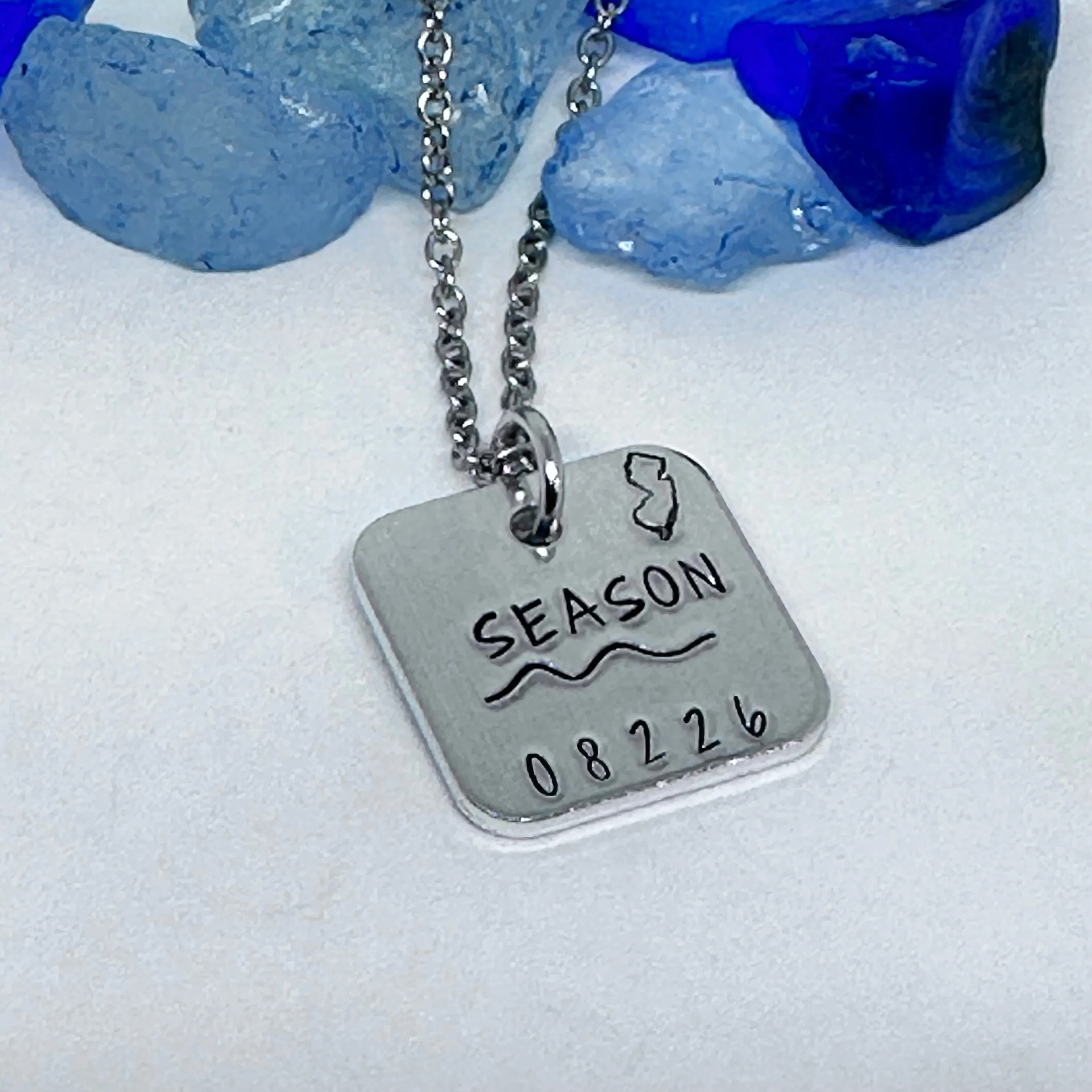 Jersey Shore Season "Badge" Hand Stamped Necklace | Down the Shore | Beach Badge Season Necklace | Cape May | Avalon | Asbury