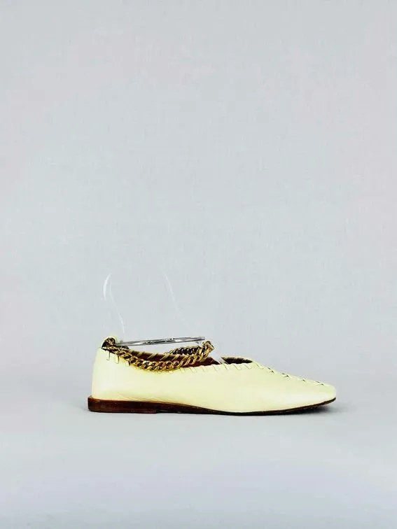 JIL SANDER Ring Cream Ballerinas 38
