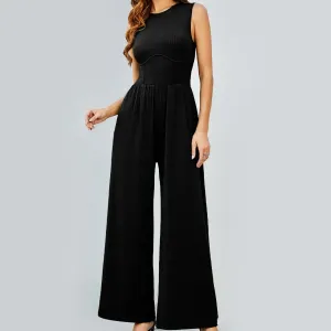 Jora Sleeveless Wide-Leg Bustier Jumpsuit