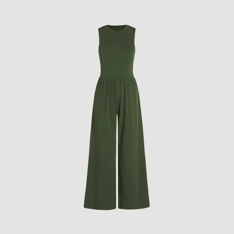 Jora Sleeveless Wide-Leg Bustier Jumpsuit
