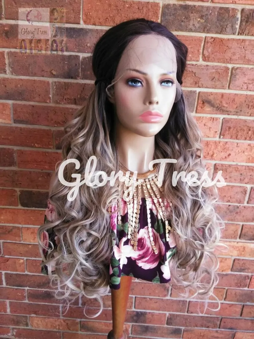Lace Front Wig, Curly Lace Front Wig, Wigs, Wedding Hairstyle, Braided Wig, Ombre Blonde Wig, Free Parting, Ash Blonde Wig // ELEGANCE