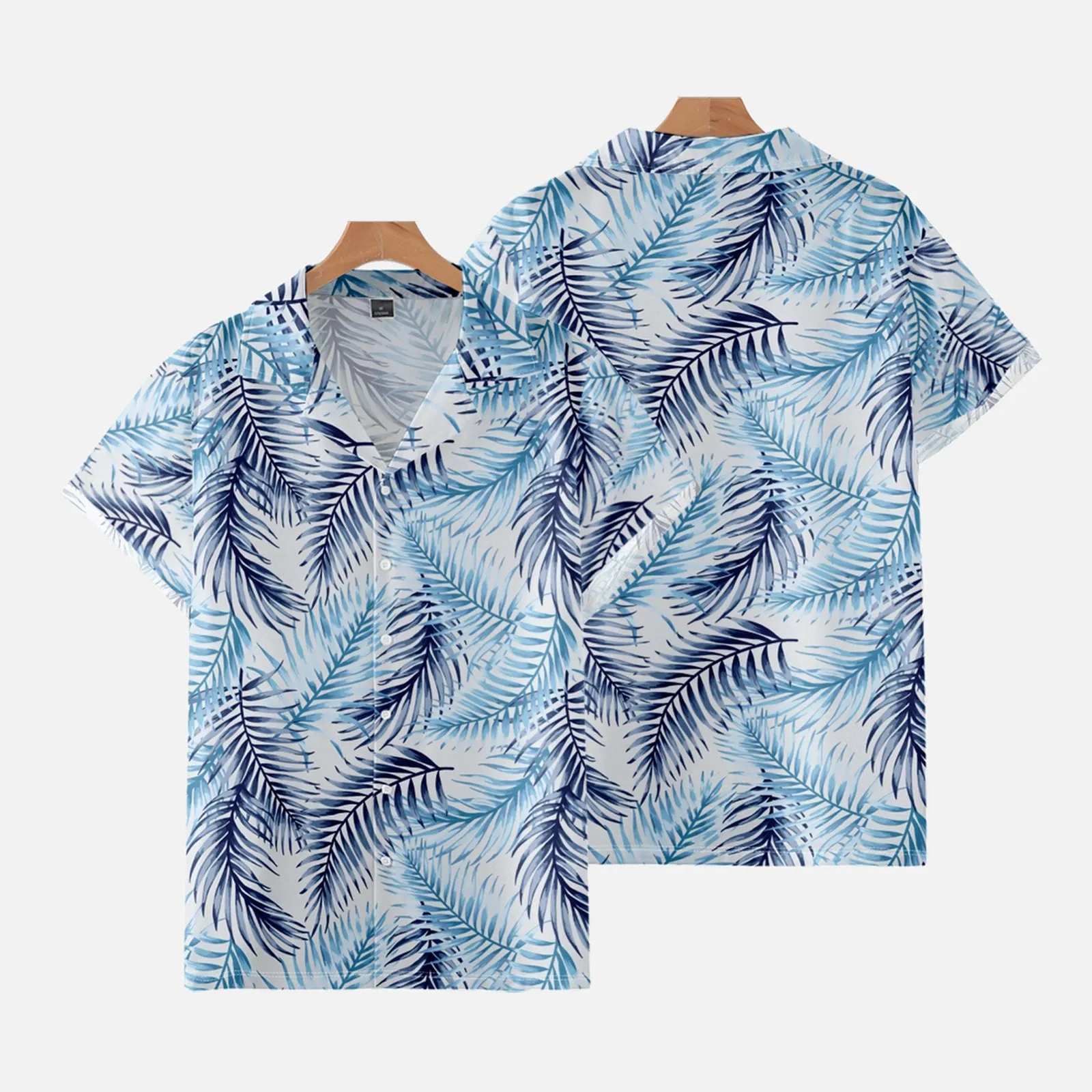LEAVES PRINTED ALOHA SHIRT