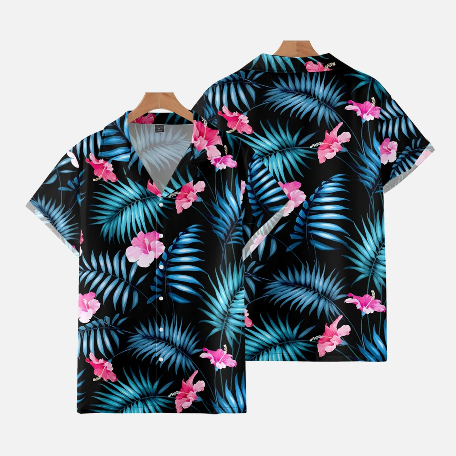 LEAVES PRINTED ALOHA SHIRT