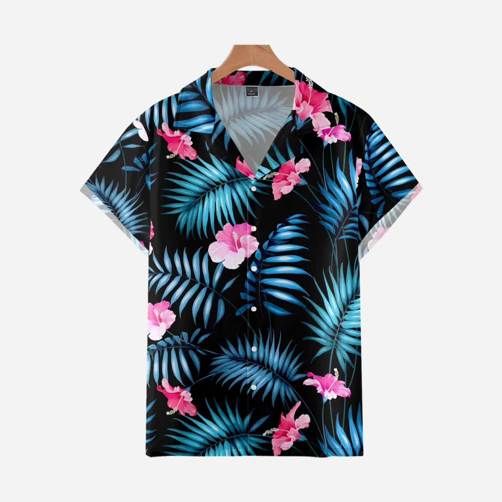 LEAVES PRINTED ALOHA SHIRT