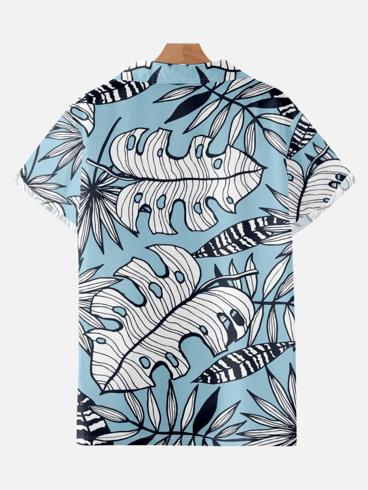 LEAVES PRINTED ALOHA SHIRT