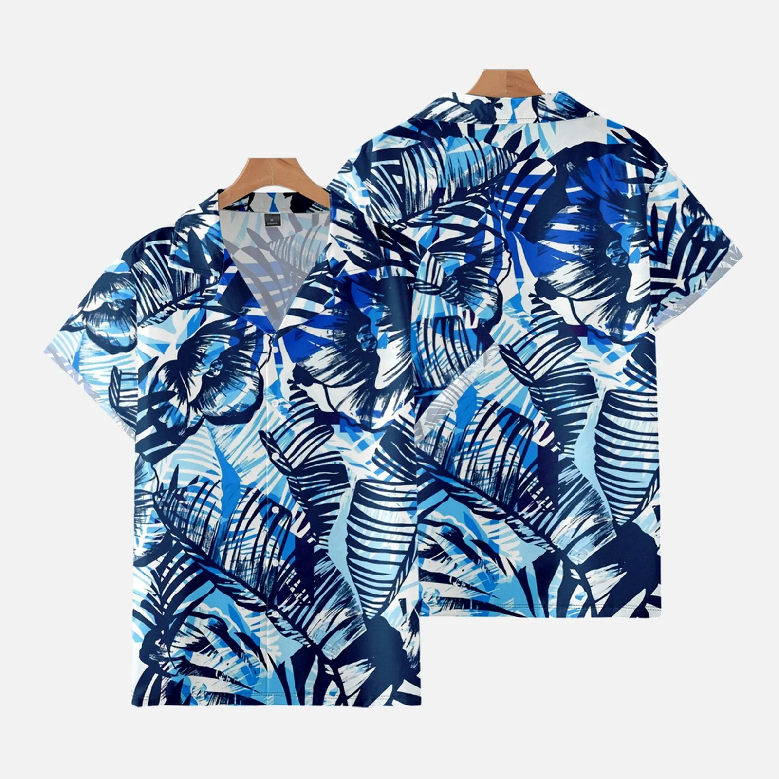 LEAVES PRINTED ALOHA SHIRT