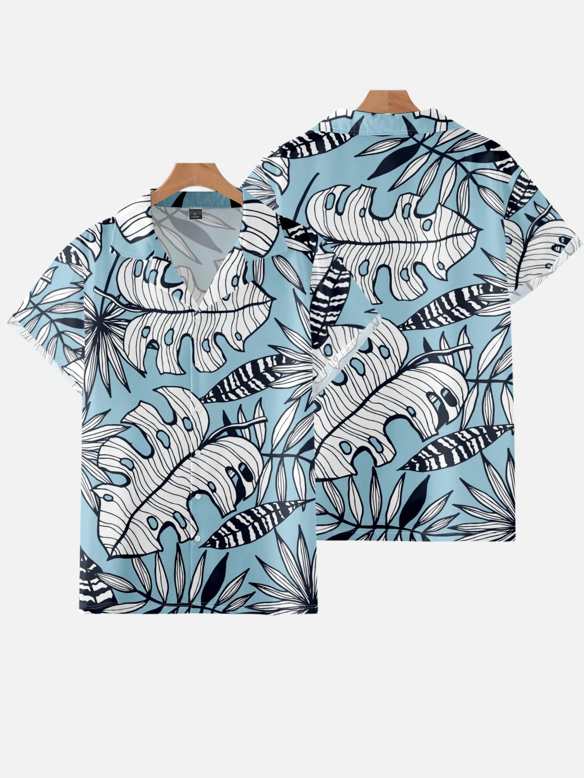LEAVES PRINTED ALOHA SHIRT