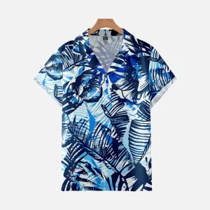 LEAVES PRINTED ALOHA SHIRT
