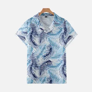 LEAVES PRINTED ALOHA SHIRT