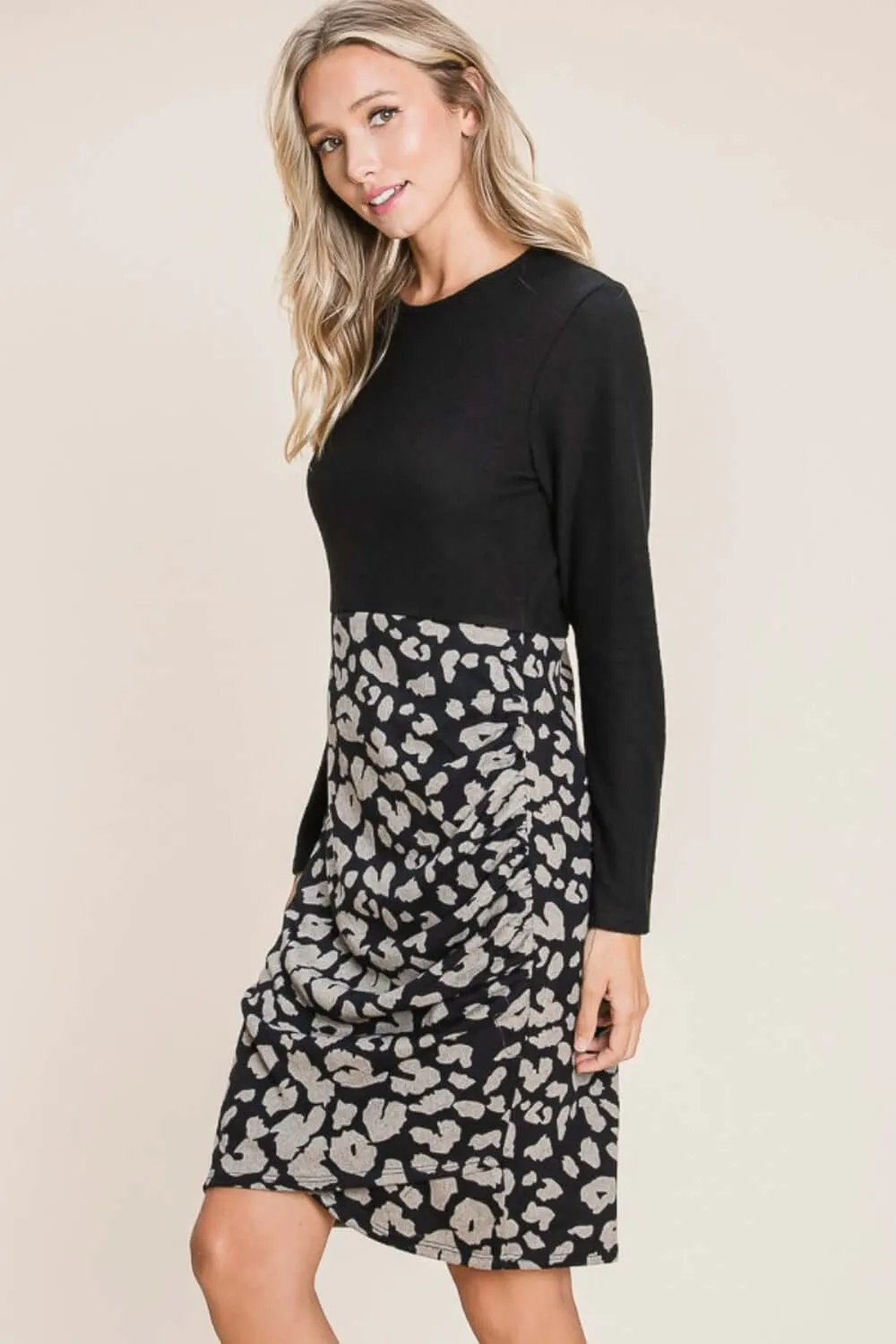 Leopard Color Block Knit Dress – Bold, Cozy & Fierce