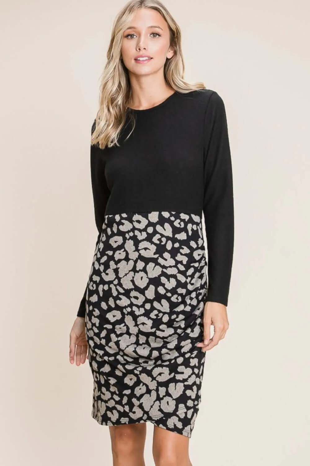 Leopard Color Block Knit Dress – Bold, Cozy & Fierce