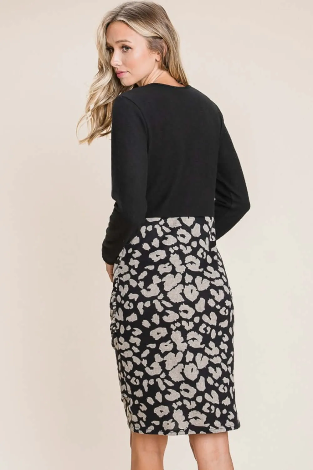 Leopard Color Block Knit Dress – Bold, Cozy & Fierce