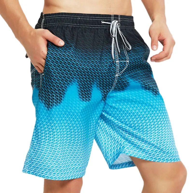 LINE TEXTURE GRADIENT BLUE 11'' INSEAM SWIM TRUNKS
