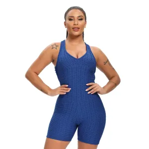 Lucia Honeycomb Scrunch Butt Crossback Workout Romper