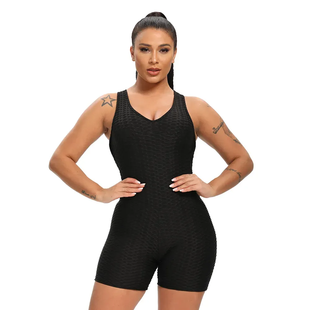 Lucia Honeycomb Scrunch Butt Crossback Workout Romper