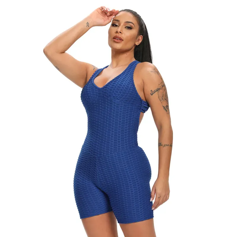 Lucia Honeycomb Scrunch Butt Crossback Workout Romper