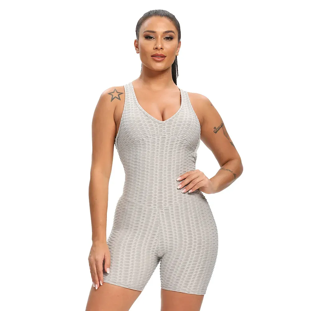 Lucia Honeycomb Scrunch Butt Crossback Workout Romper