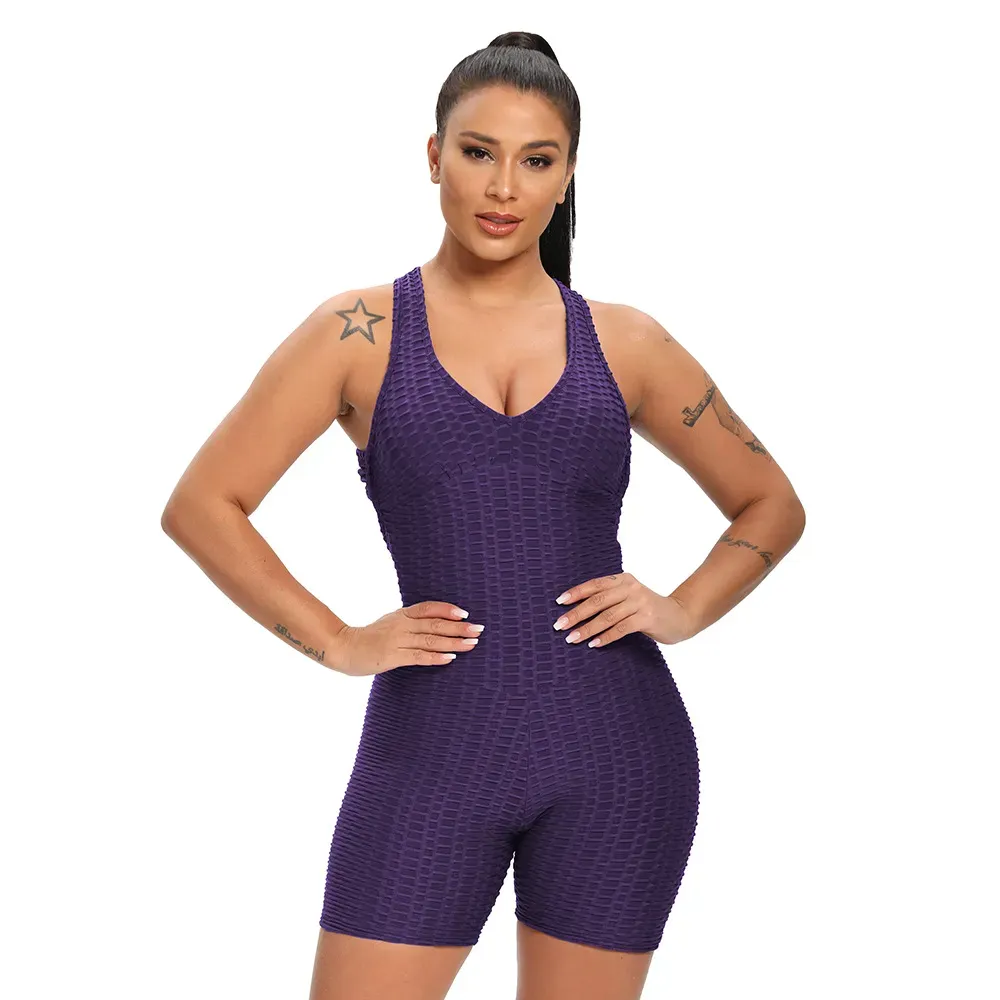 Lucia Honeycomb Scrunch Butt Crossback Workout Romper