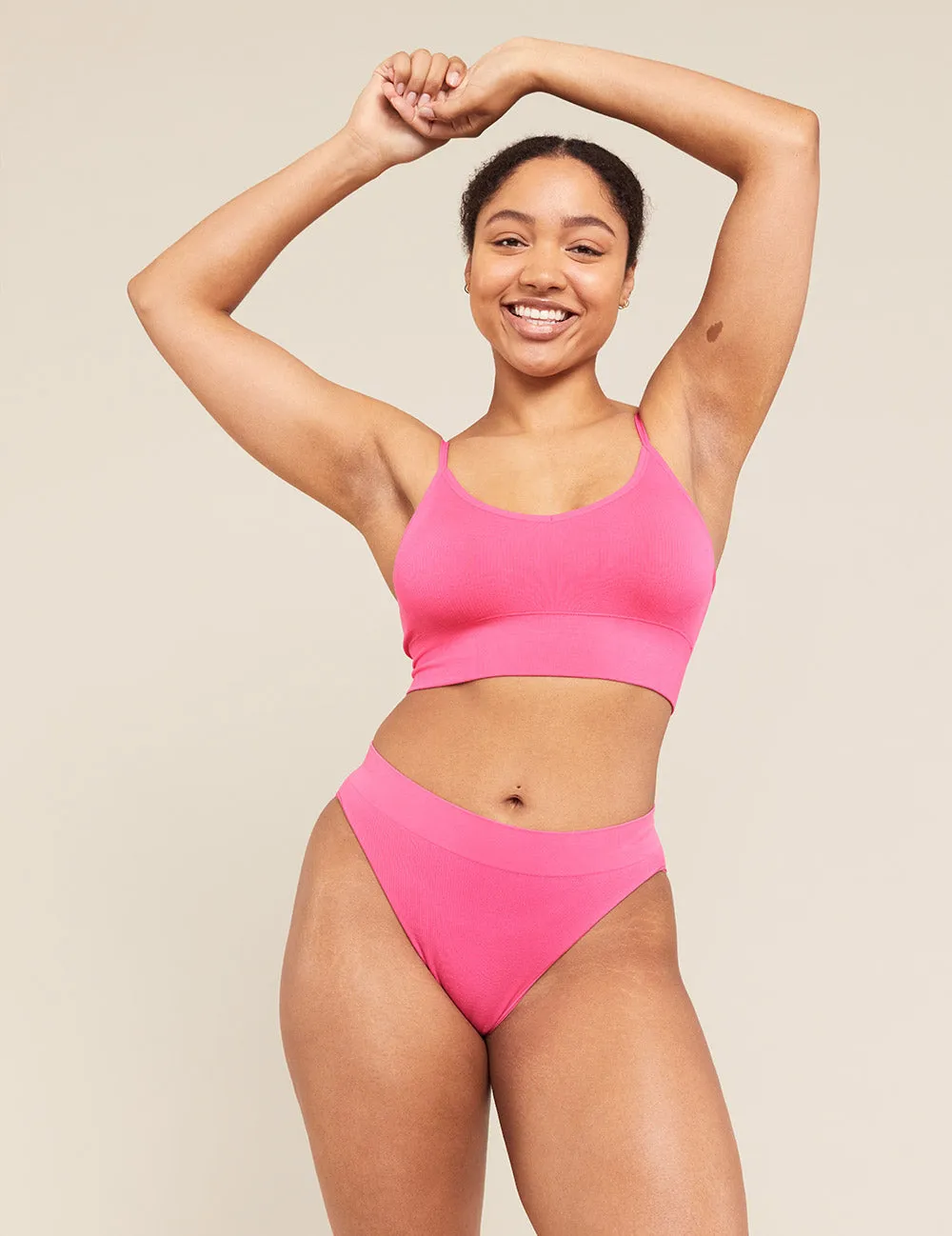 LYOLYTE Ribbed High Leg Brief - McGrath Pink