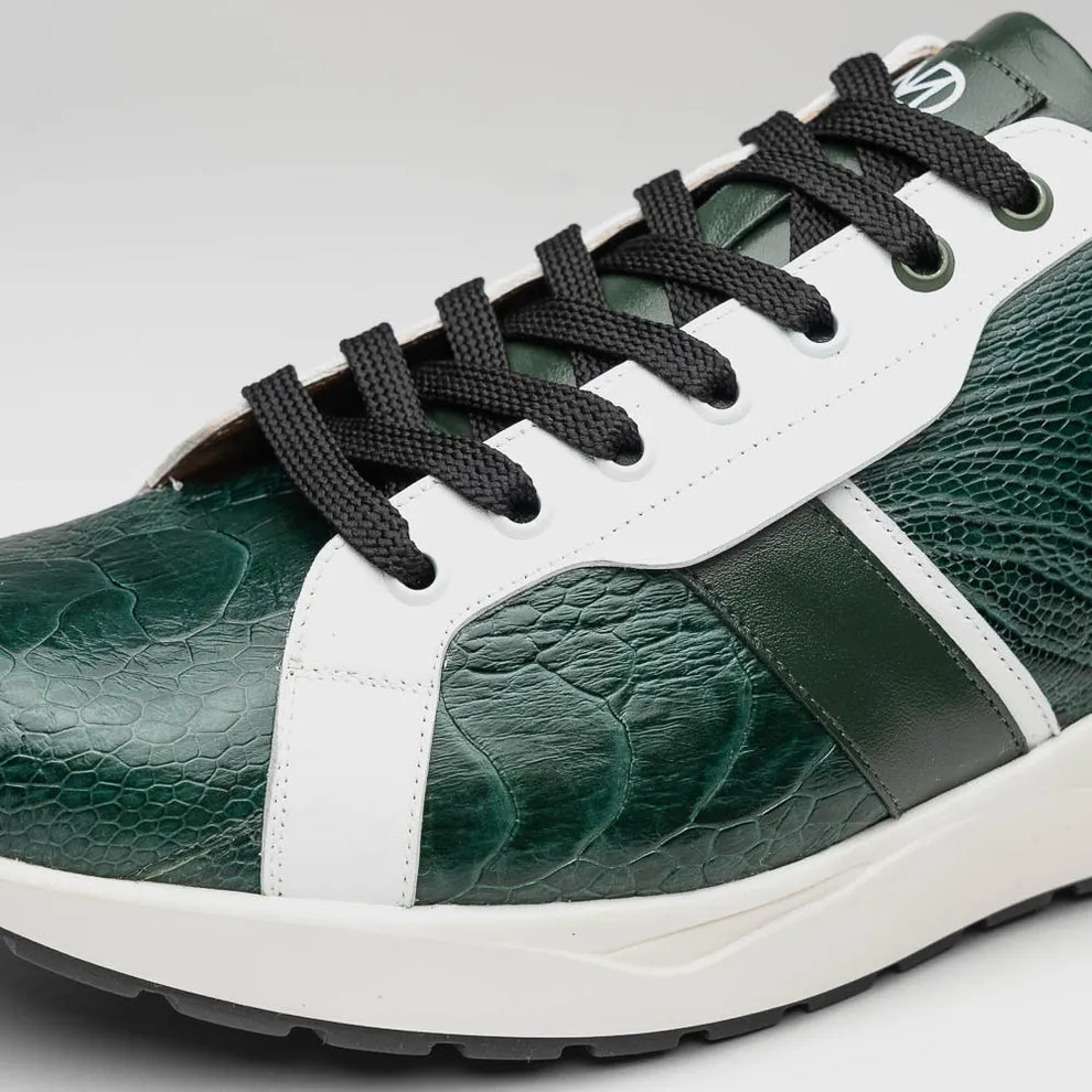 Marco Di Milano Lyon Green / White Ostrich Leg & Calfskin Sneakers
