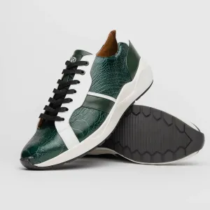 Marco Di Milano Lyon Green / White Ostrich Leg & Calfskin Sneakers