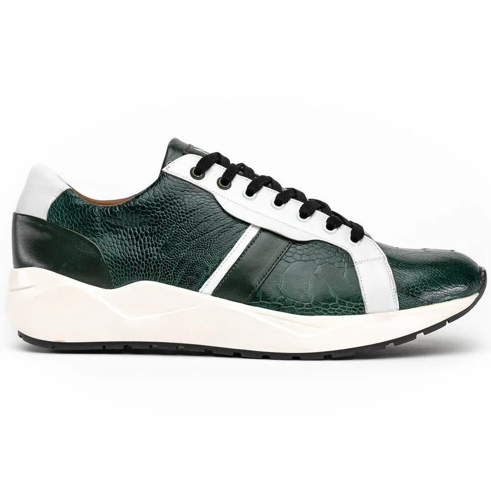 Marco Di Milano Lyon Green / White Ostrich Leg & Calfskin Sneakers