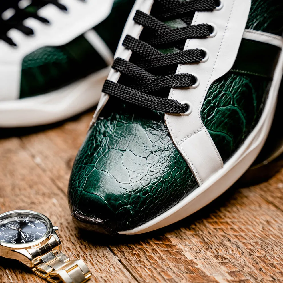 Marco Di Milano Lyon Green / White Ostrich Leg & Calfskin Sneakers