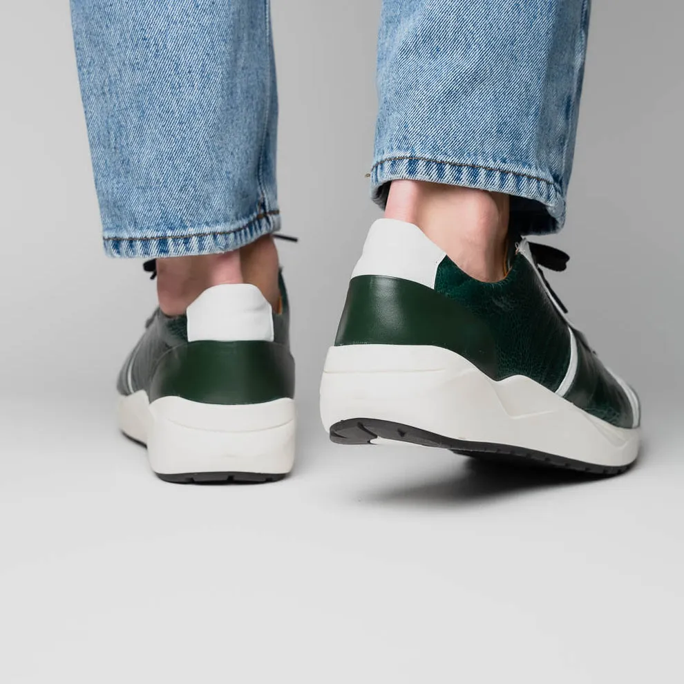 Marco Di Milano Lyon Green / White Ostrich Leg & Calfskin Sneakers