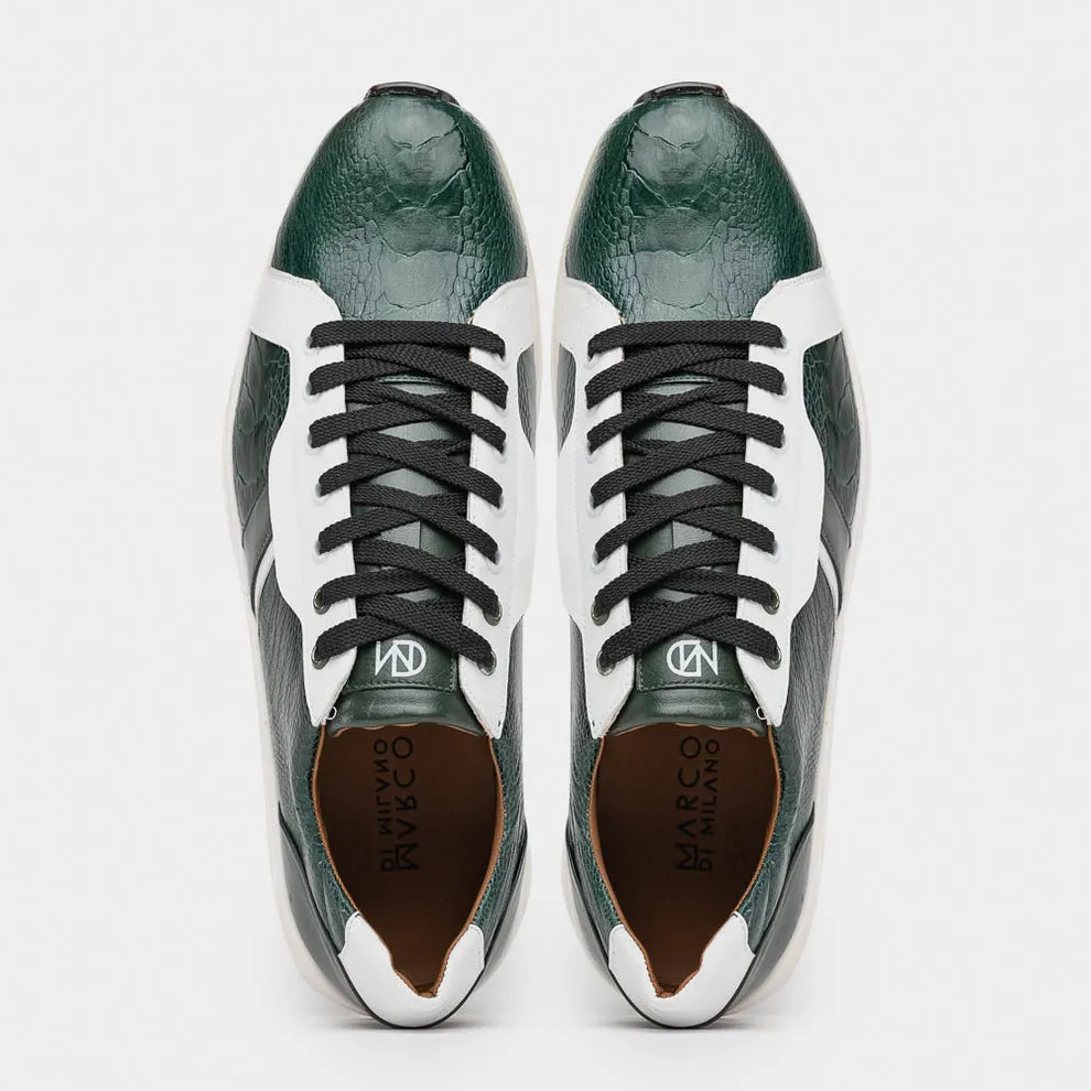 Marco Di Milano Lyon Green / White Ostrich Leg & Calfskin Sneakers