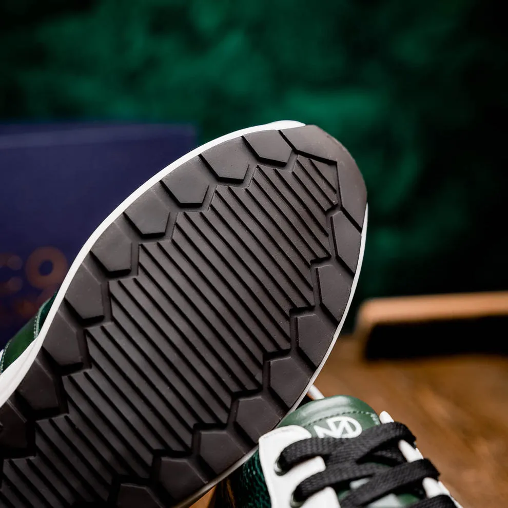 Marco Di Milano Lyon Green / White Ostrich Leg & Calfskin Sneakers