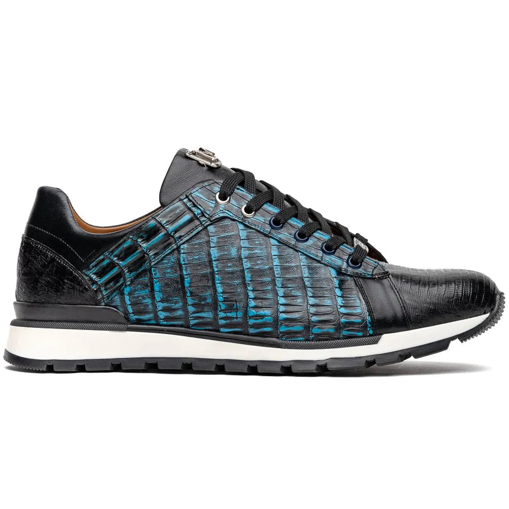 Marco Di Milano Portici Blue Caiman Crocodile & Lizard Sneakers