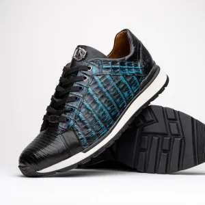 Marco Di Milano Portici Blue Caiman Crocodile & Lizard Sneakers
