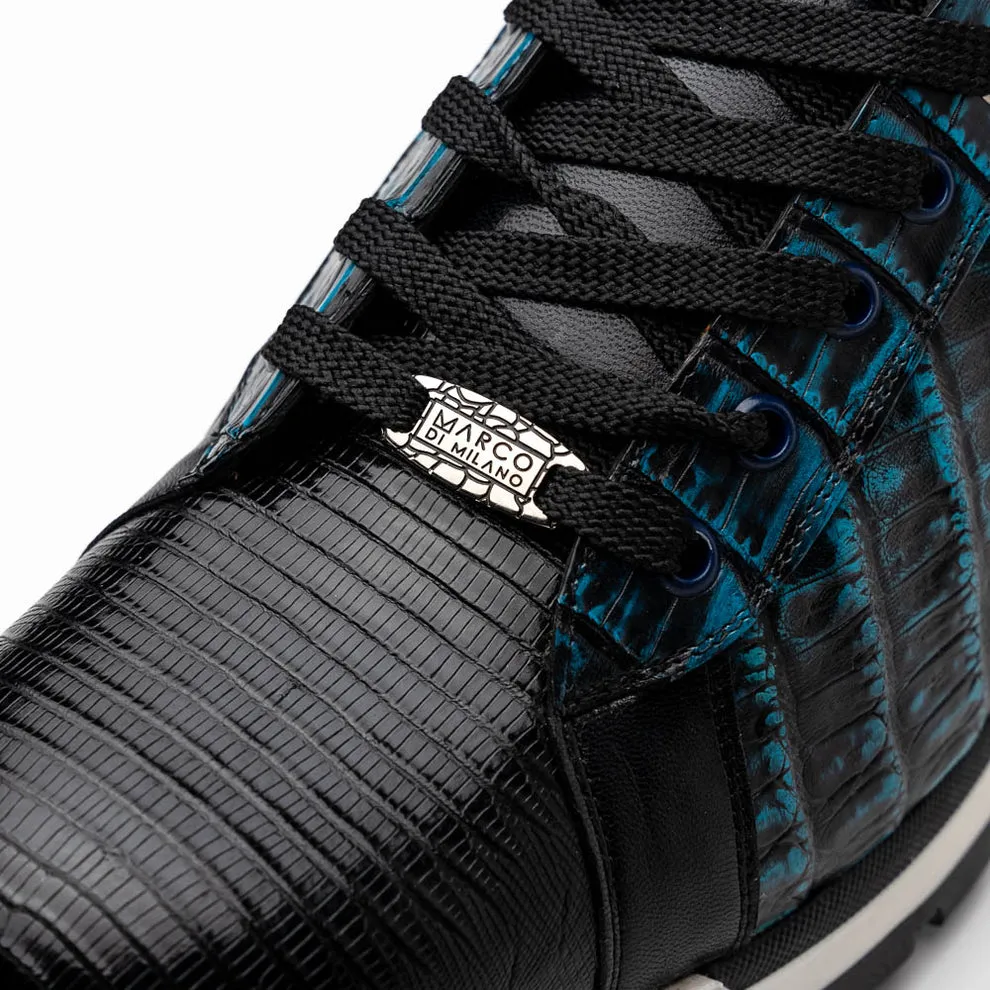 Marco Di Milano Portici Blue Caiman Crocodile & Lizard Sneakers