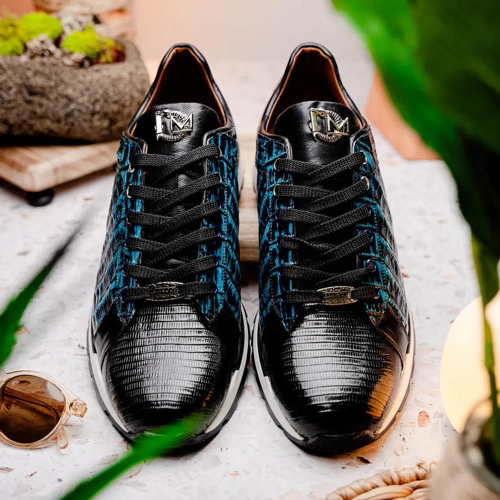 Marco Di Milano Portici Blue Caiman Crocodile & Lizard Sneakers
