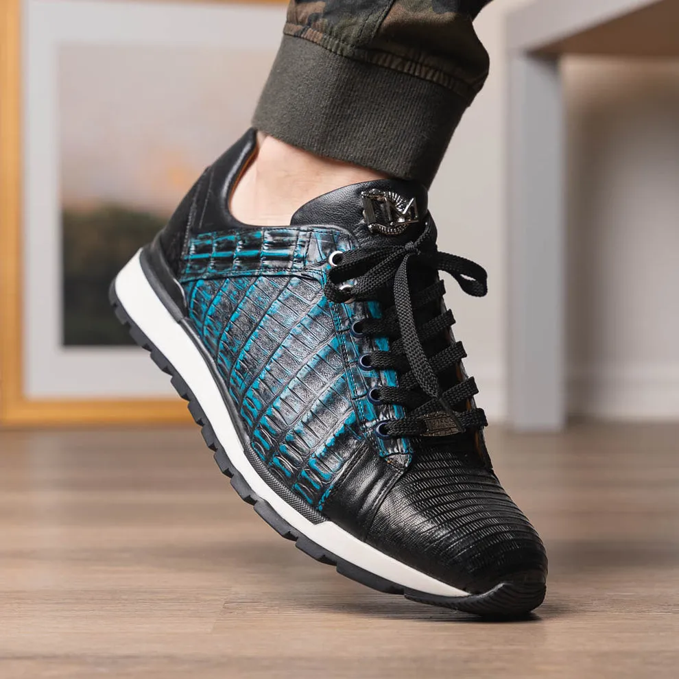 Marco Di Milano Portici Blue Caiman Crocodile & Lizard Sneakers
