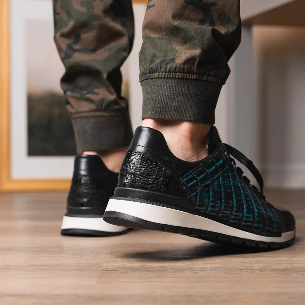 Marco Di Milano Portici Blue Caiman Crocodile & Lizard Sneakers