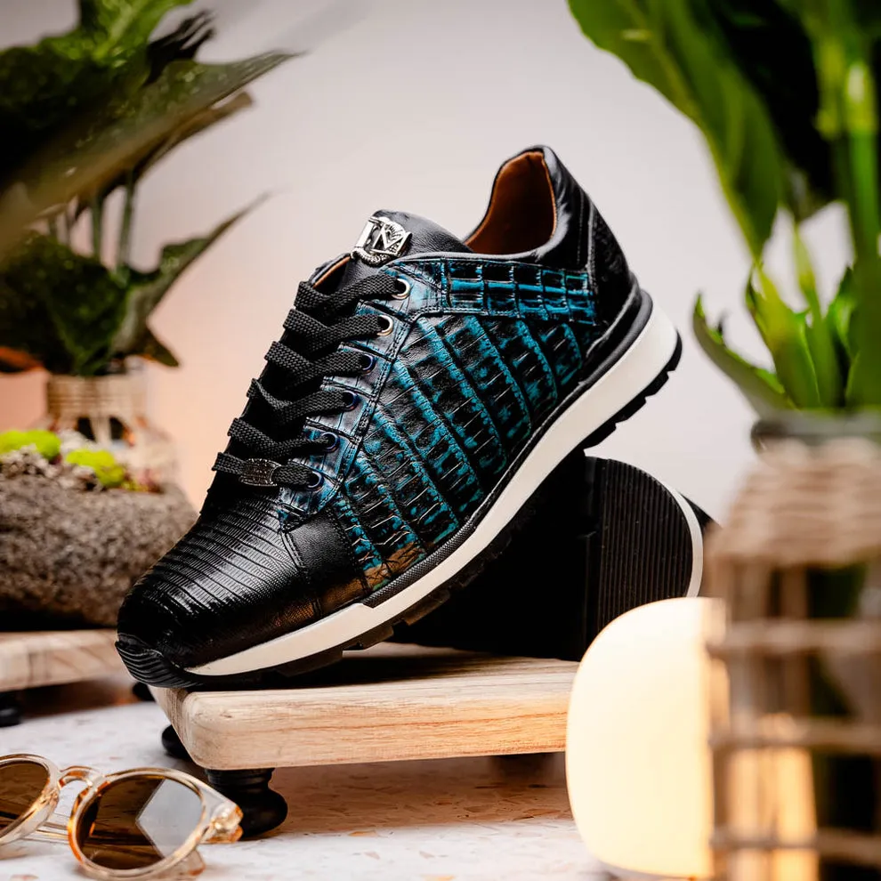 Marco Di Milano Portici Blue Caiman Crocodile & Lizard Sneakers