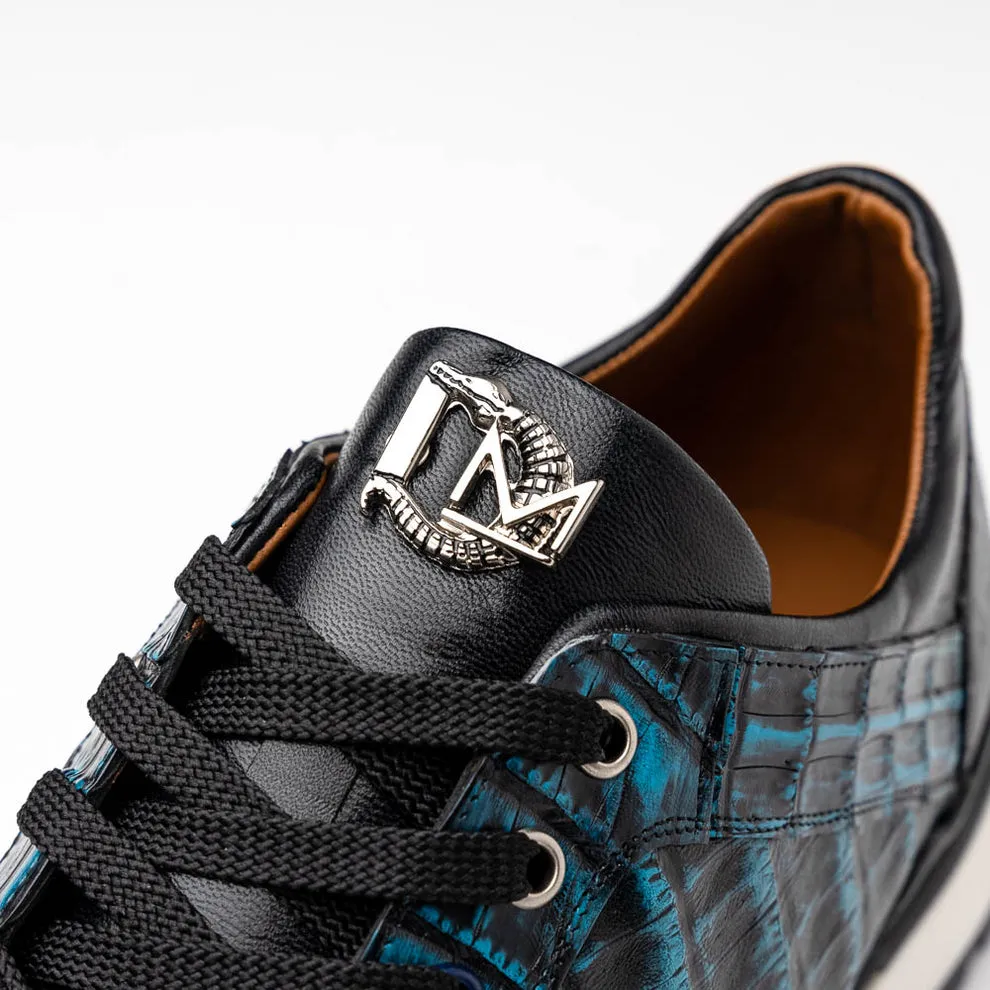 Marco Di Milano Portici Blue Caiman Crocodile & Lizard Sneakers