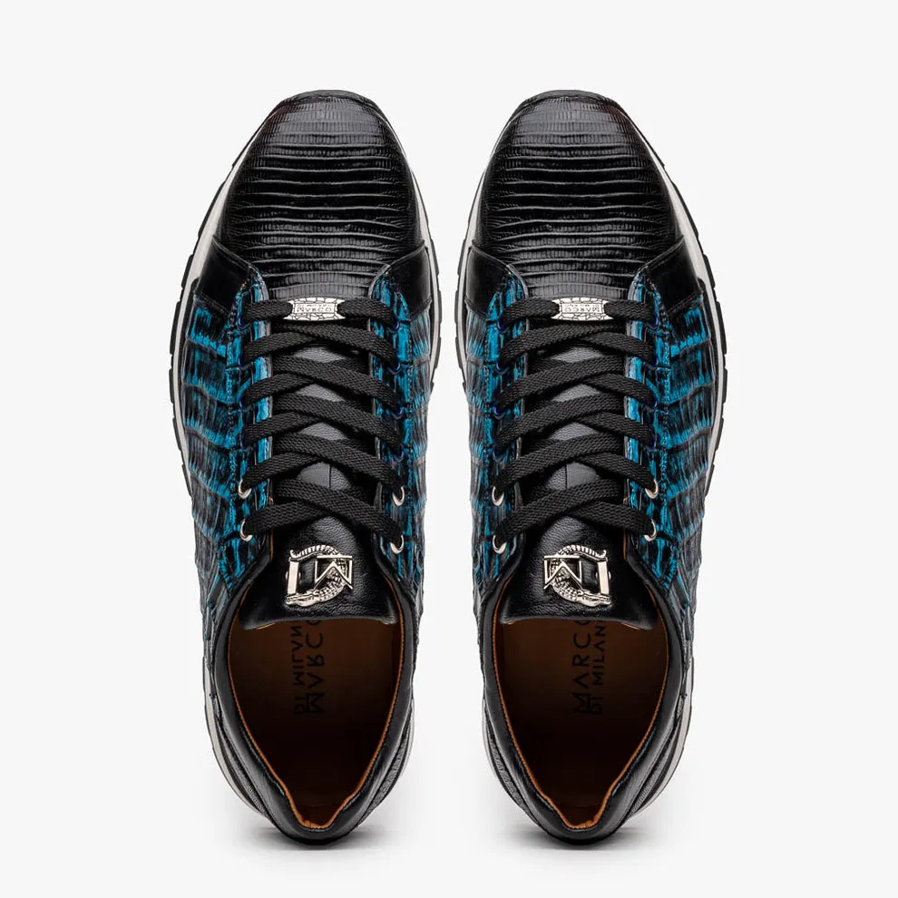 Marco Di Milano Portici Blue Caiman Crocodile & Lizard Sneakers