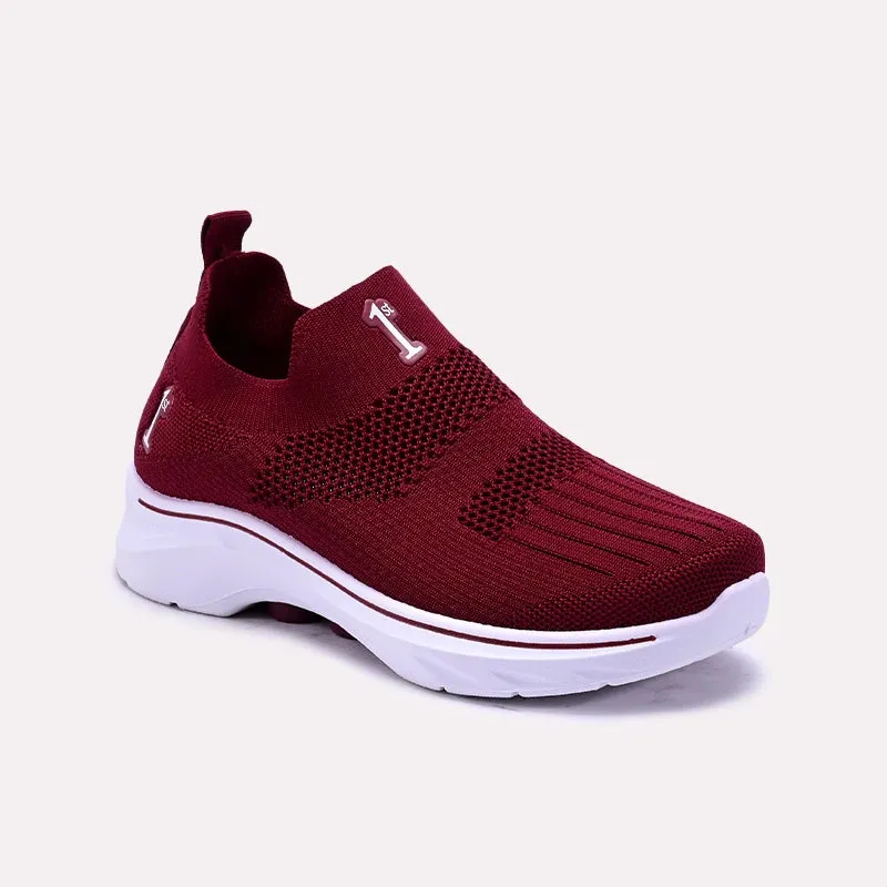 Maroon Slip On Sneakers Women 0440812
