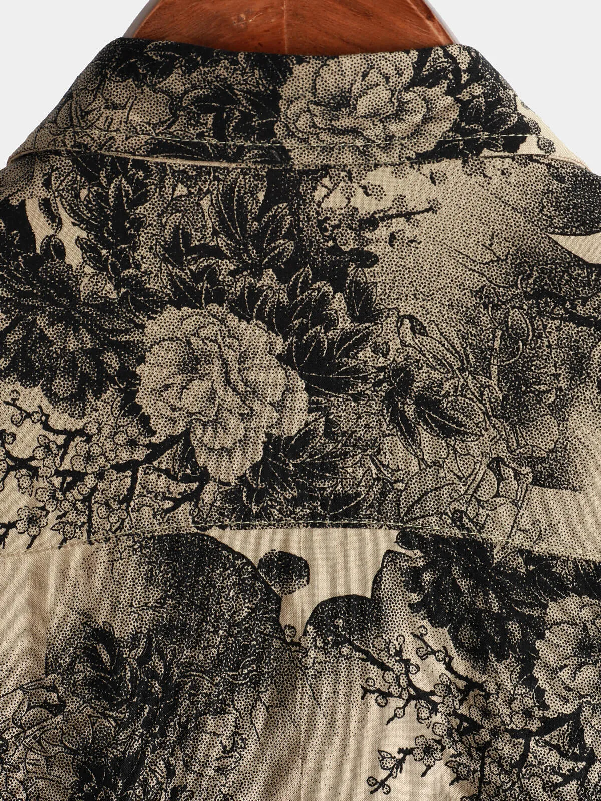 Men's Bamboo Floral Vintage Summer Hawaiian Rayon Holiday Button Up Short Sleeve Shirt