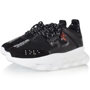 Men's Versace Leather Sneakers-Black