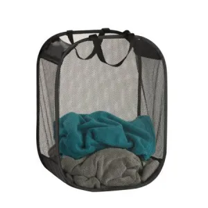 MESH HAMPER WITH HANDLES, BLK