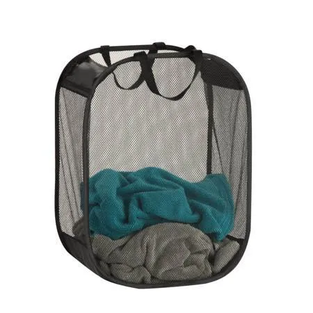 MESH HAMPER WITH HANDLES, BLK