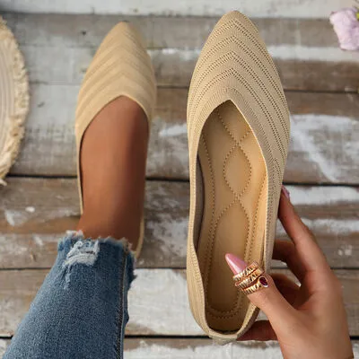 Mesh Point Toe Solid Color Slip-Ons